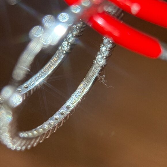 S925 Inside-Out Cz’s Hoops Earrings - Picture 8 of 9